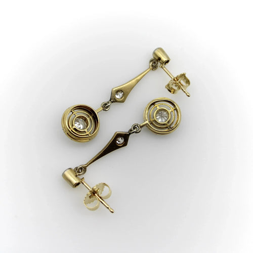 Boucles d'oreilles Boucles d'oreilles pendantes Art déco en or 18 carats, diamants et émail 58 Facettes A2000T