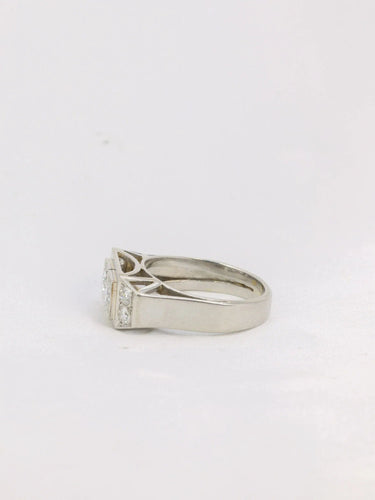 Bague Bague géométrique or blanc platine diamants 58 Facettes J195