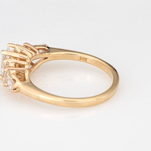 Bague 54 Alliance anniversaire vintage en or jaune 14 carats avec 5 diamants de 1,40 ct 58 Facettes G14065