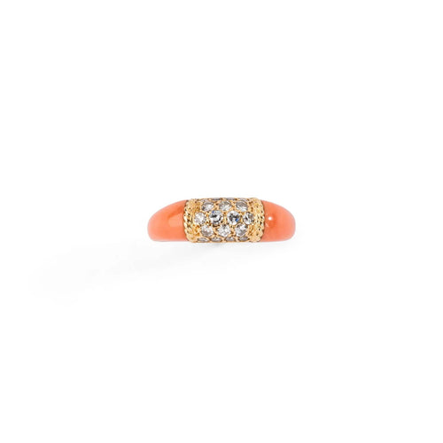 Bague Bague Van Cleef &amp; Arpels, collection Philippine en or jaune et corail 58 Facettes 1