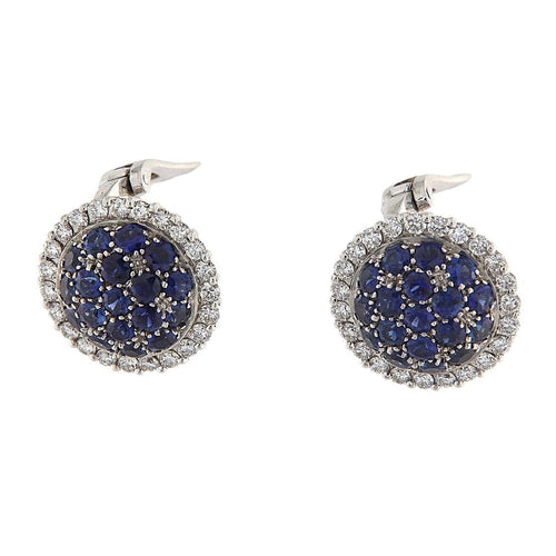 Boucles d'oreilles Boucles d'oreilles en or blanc avec saphirs et diamants 58 Facettes G3818