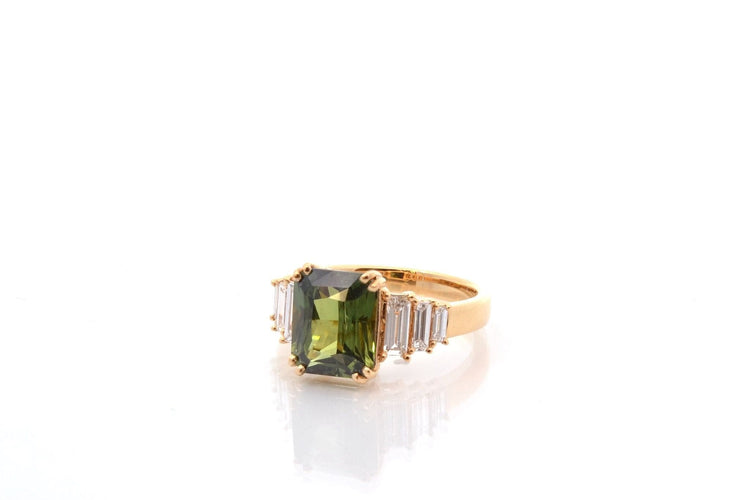 Bague 53 Bague saphir vert de 4,01cts et diamants 58 Facettes 27412