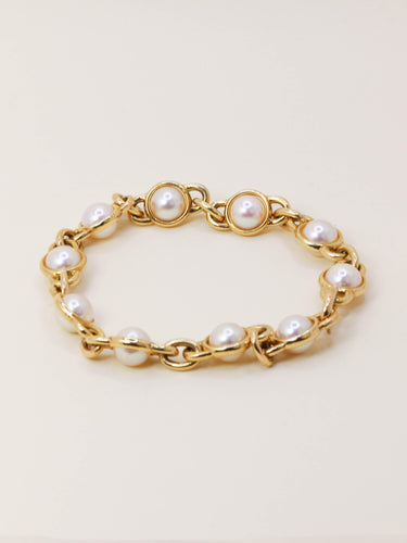 Bracelet Bracelet chaine vintage or jaune perles Akoya 58 Facettes 1204.5