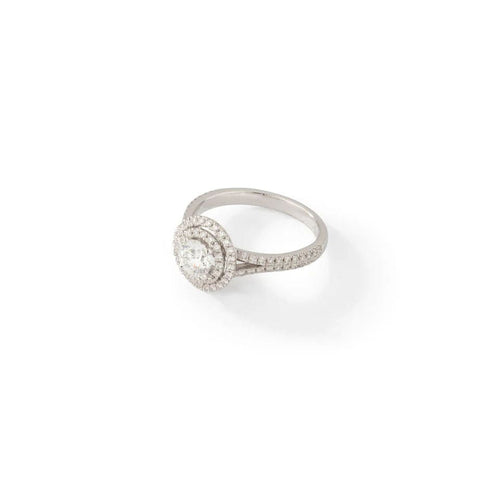 Bague Bague solitaire en or blanc et ornée de diamants taille brillant. 58 Facettes