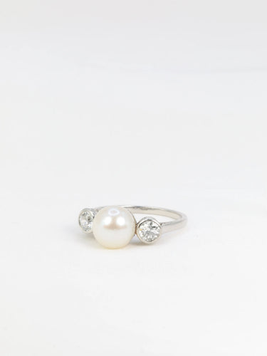 Bague 55 Bague Trilogie Platine, Perle et Diamants 58 Facettes 277