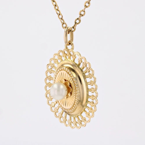 Pendentif Pendentif vintage or jaune et perle de culture 58 Facettes CVP186