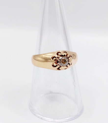 Bague 55 Bague jonc antique or rose 14k diamant taille ancienne 0,30 carats (circa 1906) 58 Facettes A06289