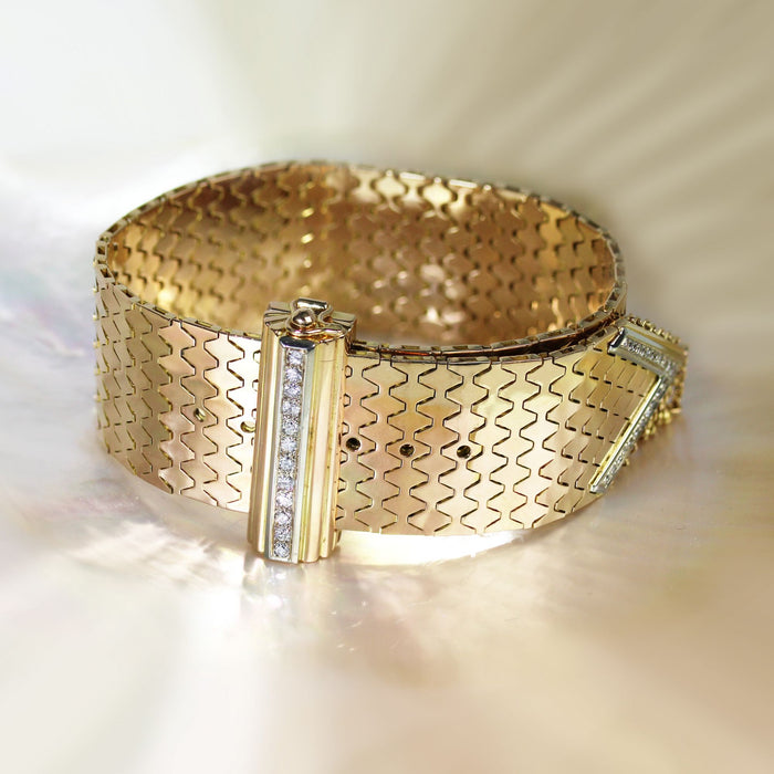 Bracelet ceinture or diamants rétro