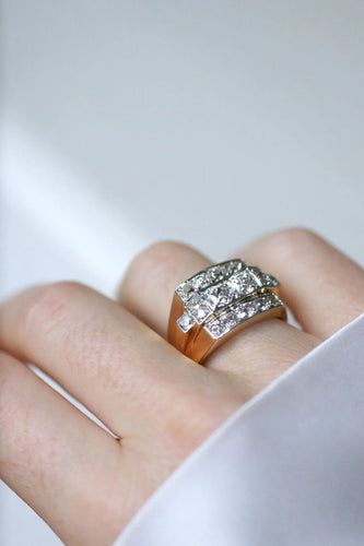 Bague Bague Tank  Or Platine Diamants 3,00 Cts 58 Facettes