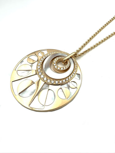 Collier BVLGARI - Collection Intarsio, sautoir or rose, nacre et diamants 58 Facettes