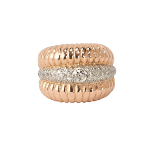 Bague Large Bague Or Rose Diamants 58 Facettes LOT 3809