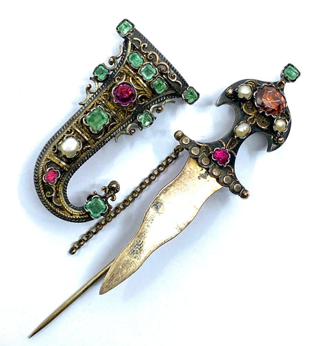 Broche Broche sabre en argent émeraudes perles 58 Facettes AB360