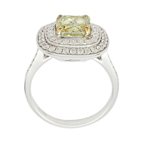 Bague 55 Bague or blanc, diamants et d'un diamant jaune de 2 carats 58 Facettes 31972
