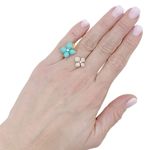 Bague 51 Bague Chaumet, « Hortensia Eden », or rose, diamants et turquoises. 58 Facettes 35031