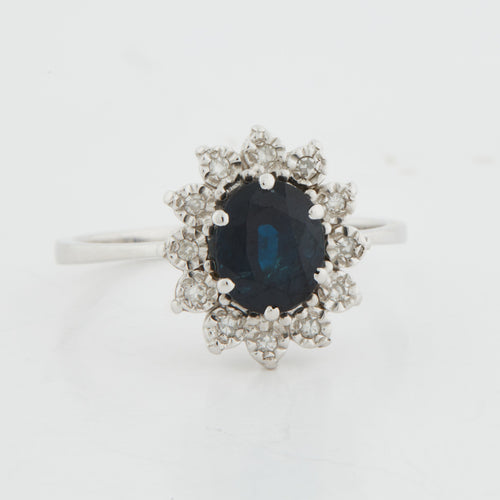 Bague 60 Bague Or Blanc - Style Marguerite avec Saphir et Diamants 58 Facettes RÉF 2151/12