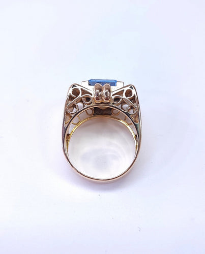 Bague 58 Bague tank en or 18k et aigue-marine 58 Facettes BagTankBleu.2071