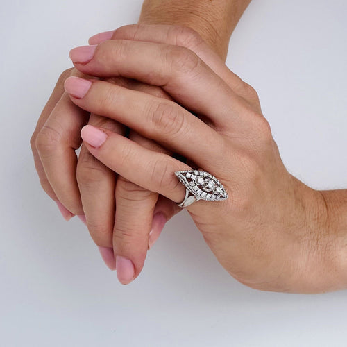 Bague 47 Bague marquise diamants en or blanc et platine 58 Facettes LMB-6