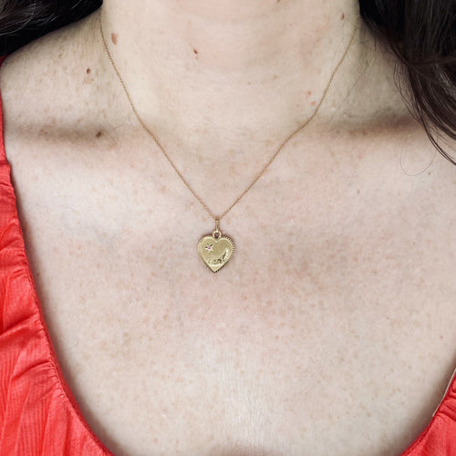 Pendentif Médaille cœur Etoile d'amour vintage en or jaune 58 Facettes 267
