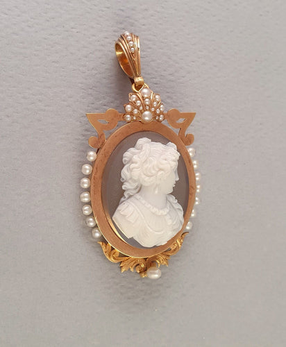 Pendentif Broche- Pendentif or camée agate- 19ème siècle - Napoléon III 58 Facettes R 1517 - meee