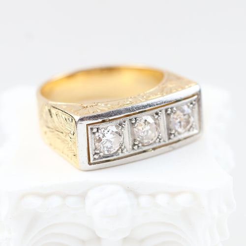 Anillo vintage oro amarillo, platino, diamantes talla antigua 58 Facettes 2335