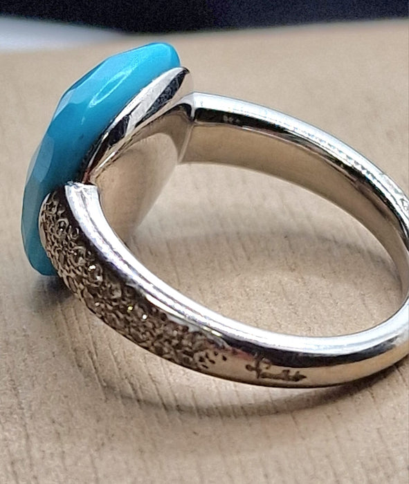 Bague 53.5 POMELLATO - Bague Capri en or blanc, turquoise et diamants 58 Facettes