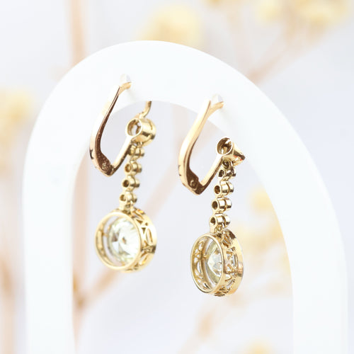 Boucles d'oreilles Boucles d'oreilles vintage en or jaune du XXe siècle avec diamants naturels 58 Facettes