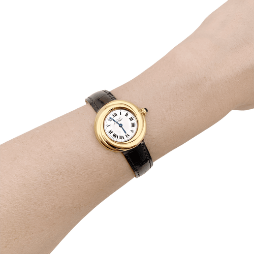 Montre Montre Cartier, "Trinity Must", argent plaqué or, cuir. 58 Facettes 34620