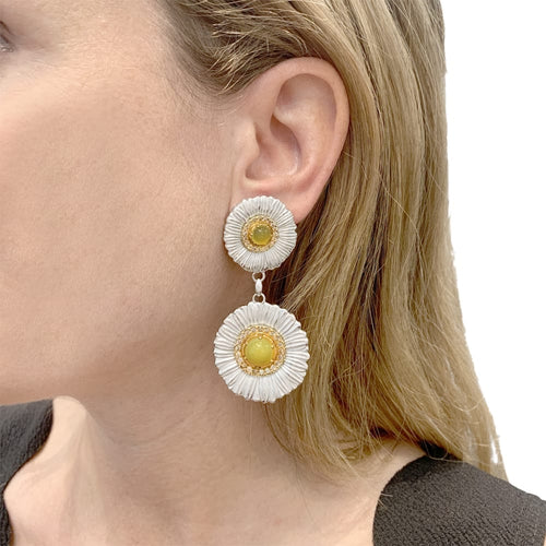 Boucles d'oreilles Boucles d'oreilles Buccellati, "Blossoms Color", or jaune, argent, diamants bruns, agates jaunes. 58 Facettes 34849