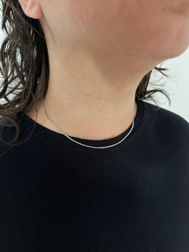 Collier Chaîne maille forçat en or blanc 18 carats 58 Facettes