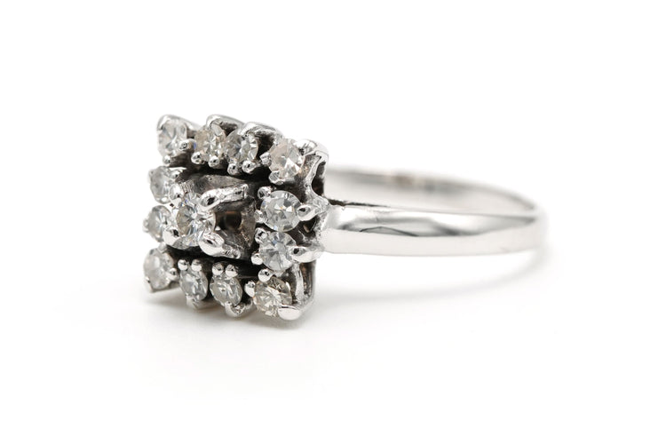Bague 55 Bague contemporaine en or blanc sertie de diamants (+-0.37ct) 58 Facettes 22591