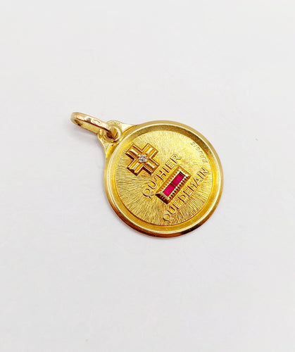 Pendentif Augis - Pendentif médaille d'amour en or 18k, diamant et rubis 58 Facettes A06444
