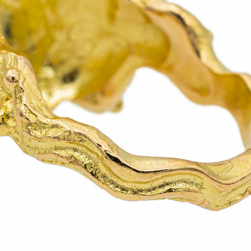 Bague Cocktail Or jaune Corail, Péridot, Perle