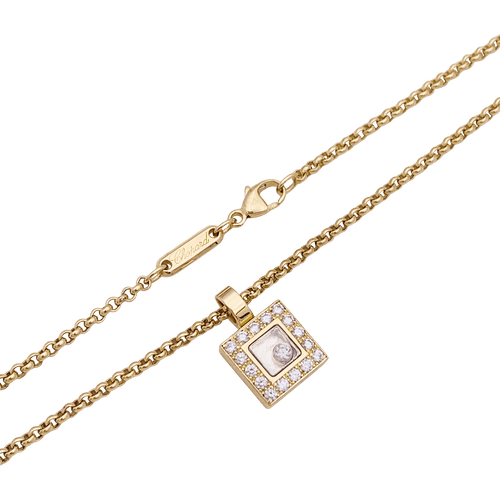Collier Collier Chopard, "Happy Square Diamond", or jaune, diamant. 58 Facettes 34452