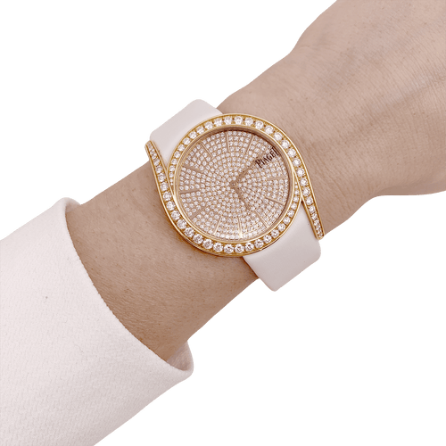 Montre Montre Piaget "Gala LimeLight" or jaune, diamants, cuir. 58 Facettes 34511