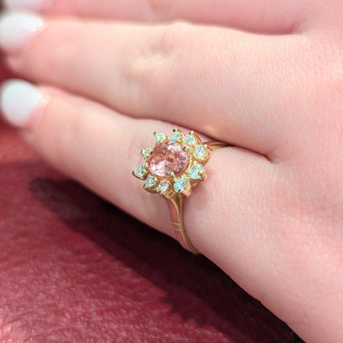 Bague Bague Marguerite en or jaune diamants et tourmaline 58 Facettes 30590