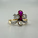 Bague 53 Bague duchesse perle, diamants taille ancienne et rubis en or jaune 58 Facettes 1