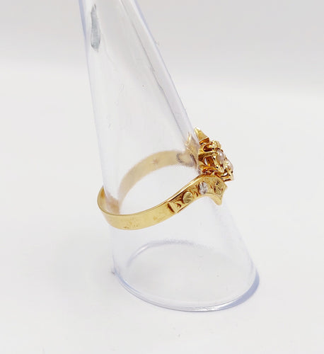 Bague 58.5 Bague toi et moi Art nouveau en or 18k avec perles et feuilles 58 Facettes A06424