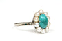 Bague 58 Bague Art Déco or blanc, turquoise et perles 58 Facettes 21751