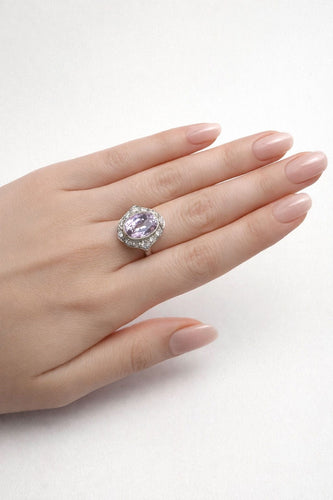 Bague 55 Bague en platine avec diamants et kunzite 58 Facettes 50336
