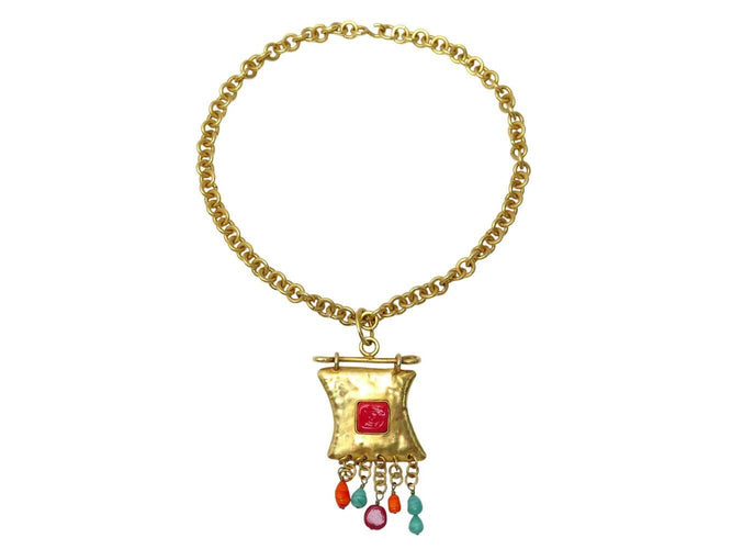 Collier vintage collier CHRISTIAN LACROIX pendentif breloques pierres pampille 58 Facettes 272656