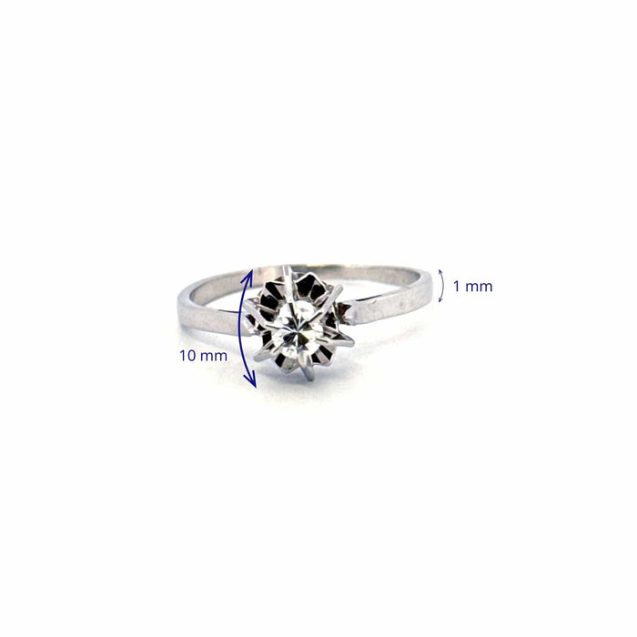 Bague 57 Solitaire Or Blanc Diamant 58 Facettes 3-GS30185-01