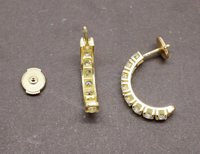 Boucles d'oreilles Demi-Créoles Or Jaune Pavées Diamants 58 Facettes A7037