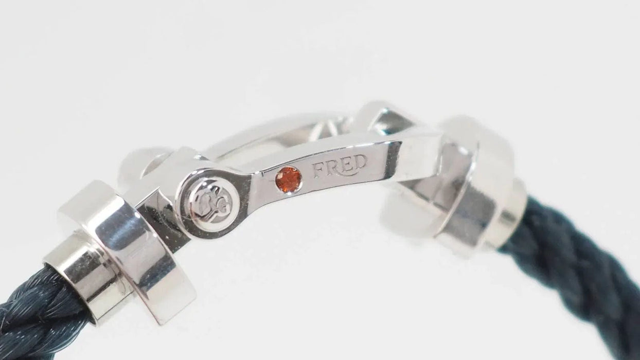 Bracelet Fred - Bracelet "Force 10" GM "Roland Garros" en or blanc et grenat 58 Facettes 32726