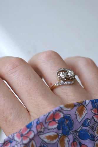 Bague 57 Bague de Fiançailles Toi et Moi Diamants 58 Facettes