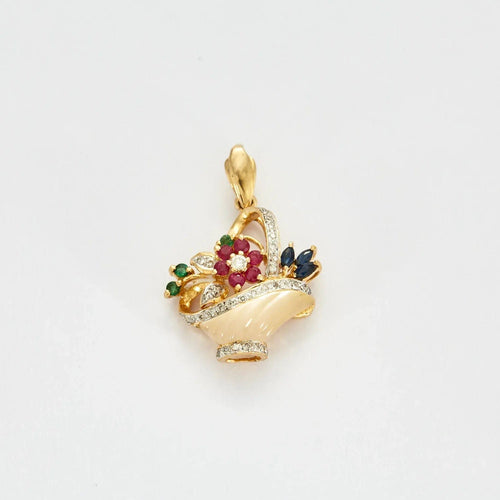 Pendentif PENDENTIF PANIER PIERRES PRECIEUSES & NACRE 58 Facettes BO/230038/