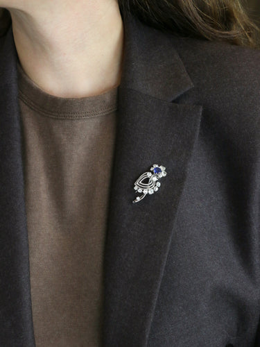 Broche MAUBOUSSIN Broche or blanc saphir diamants taille ancienne 58 Facettes 342