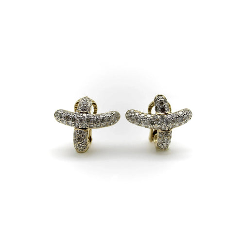 Boucles d'oreilles Boucles d'oreilles vintage en or jaune 14 carats avec pavé de diamants 58 Facettes A20018