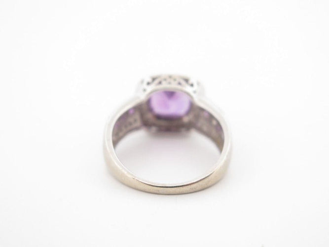 Bague 55 bague MATY or blanc amethyste et diamants 58 Facettes 259030