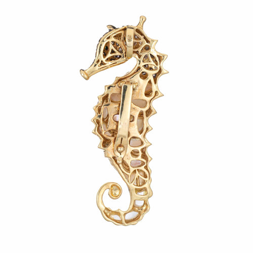 Pendentif 54 Bague hippocampe transformable en pendentif en or jaune et diamants. 58 Facettes G14201