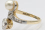 Bague 55 Bague en or Toi et Moi avec diamant de 1,00 ct et perle 58 Facettes 1540